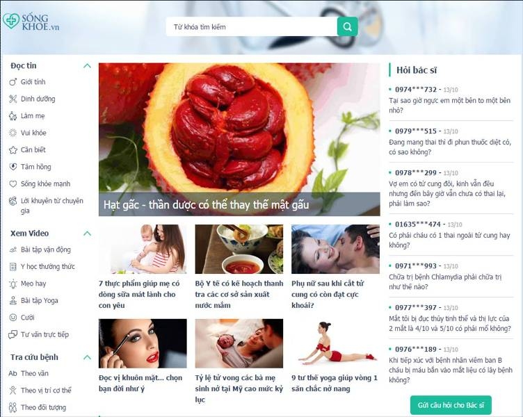 Website chia sẻ chăm chóc sức khỏe