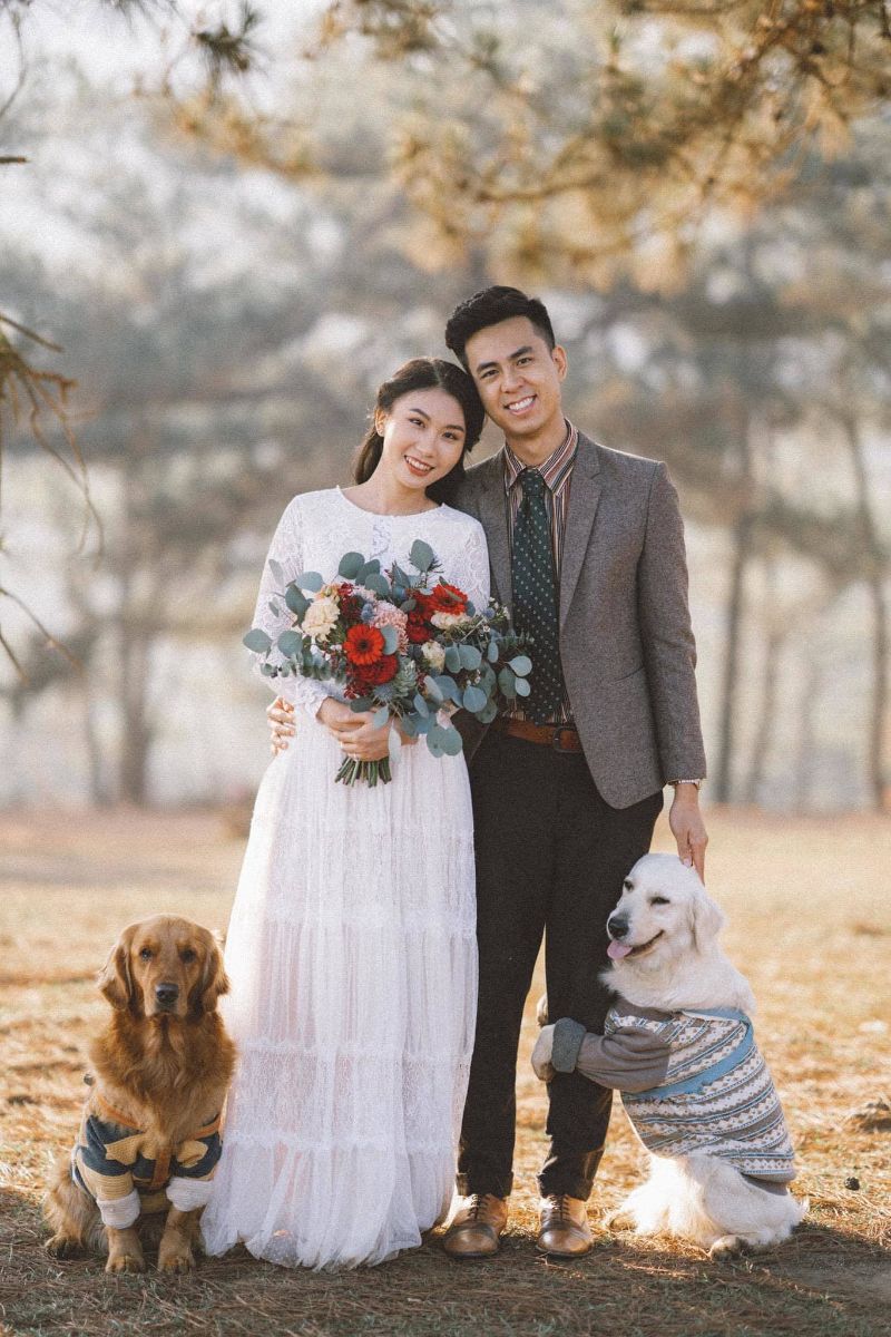 chụp hình cưới cùng thú cưng